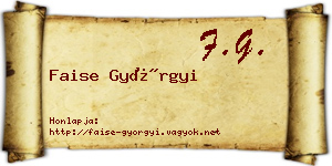 Faise Györgyi névjegykártya